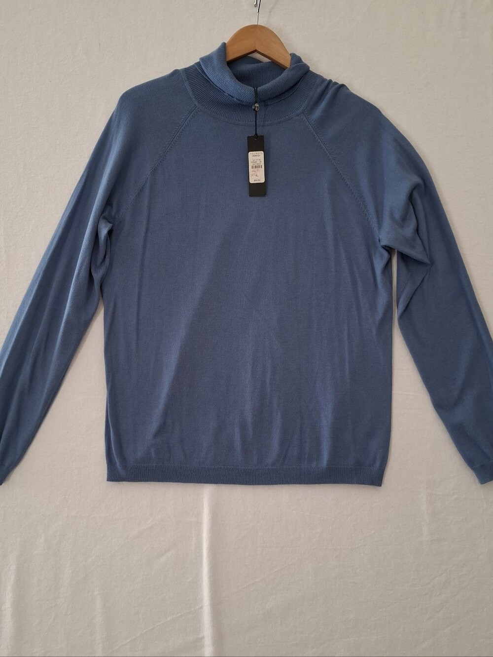Talbots Dusty Blue Turtleneck Sweater Womens XL Ribbed Neck Raglan Long Sleeve
